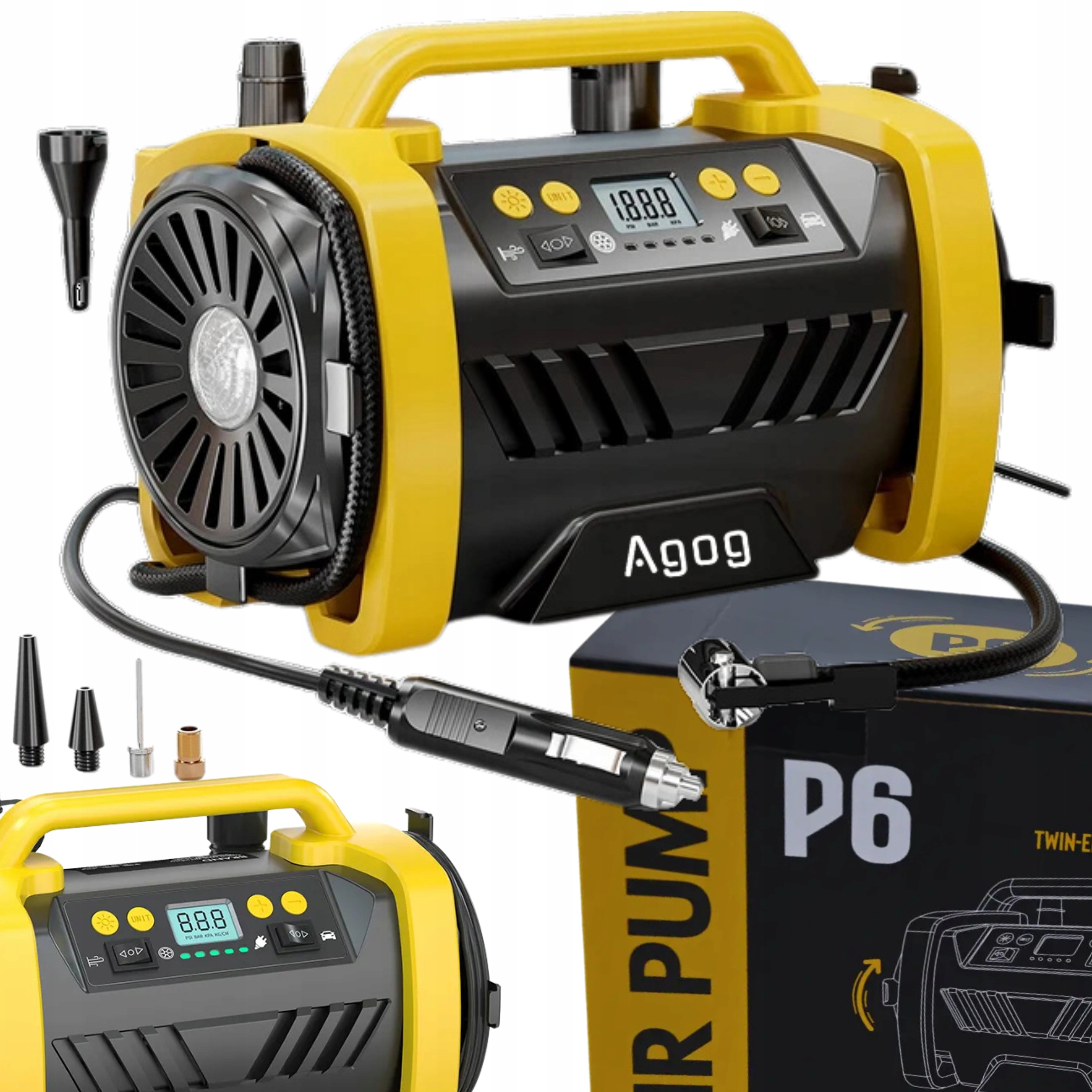 Automobilový Kompresor 12V 230V Kompresor 150 bar 36 l/min Pumpička Baterka