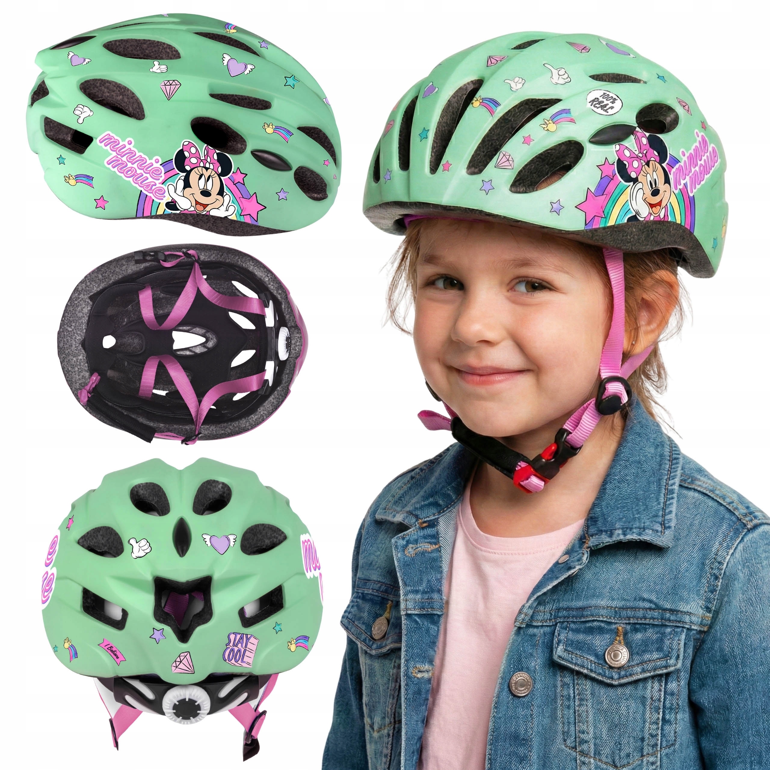 Disney Myszka Minnie Bezpieczny kask rowerowy In-mold Regulowany 52-56 cm