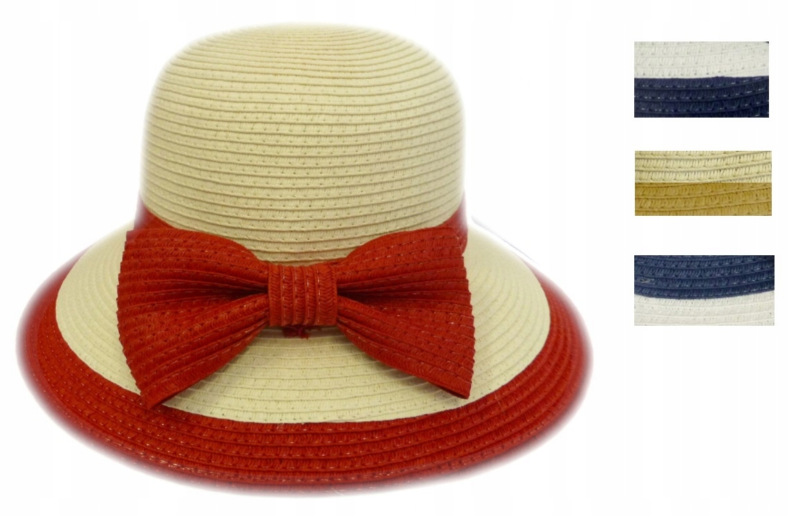 

Kapelusz Damski Plażowy duże rondo, kokarda, kolor