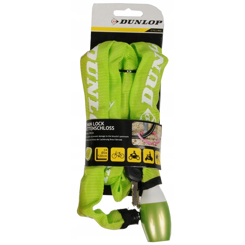 Dunlop Zapięcie rowerowe na zamek łańcuch 120cm (Zielony)