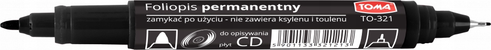 Marker dwustronny płyt CD 0.5mm/1.0mm czarny x 10 Marka Toma