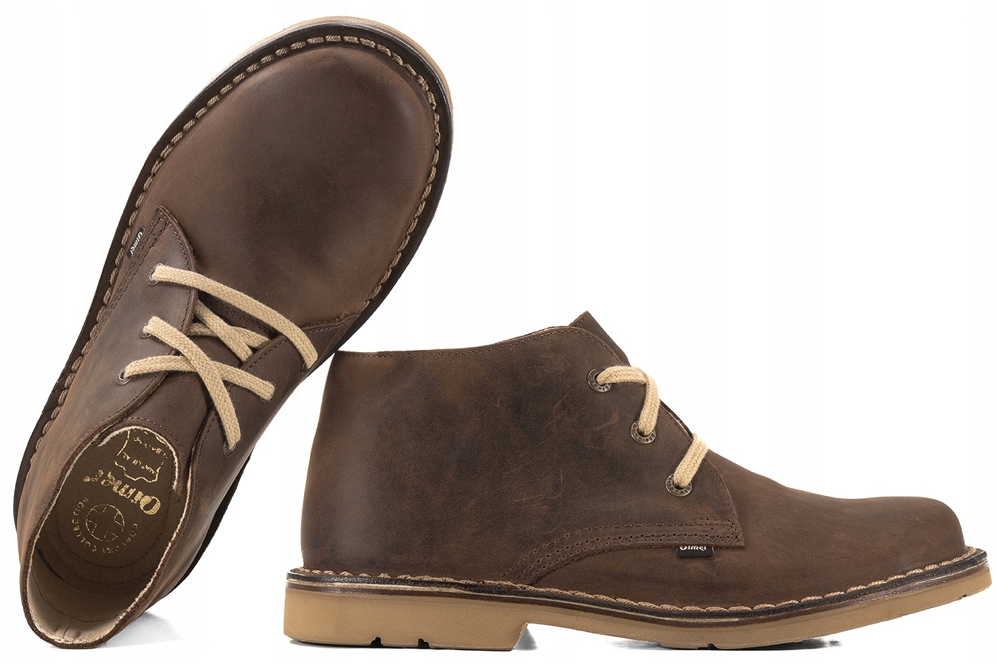 Otmęt 844CP Kotníkové Boty Pánské Kožené Polobotky pull up Hnědá 43