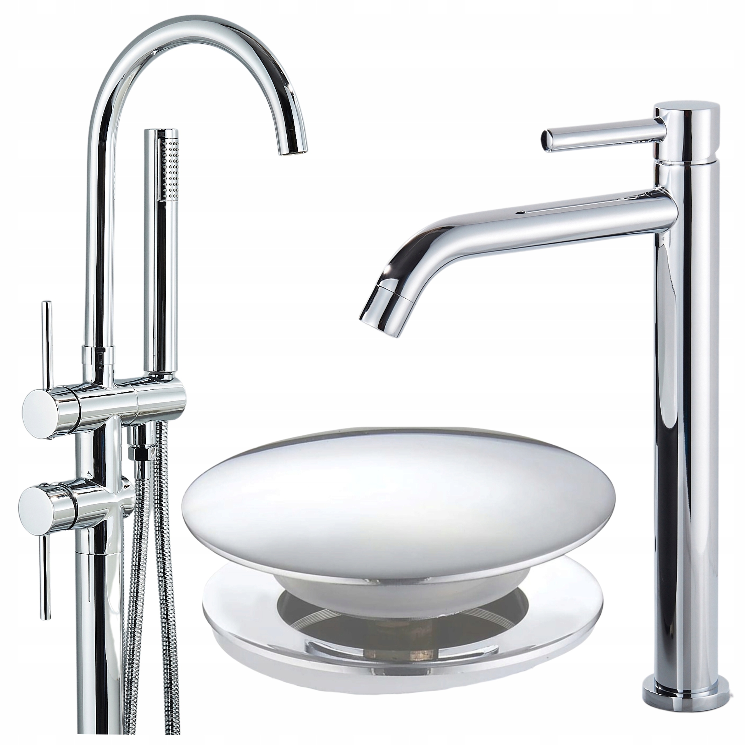 Umyvadlová stojánková baterie Chrom Baterie s otočným výtokem Koupelnový Set