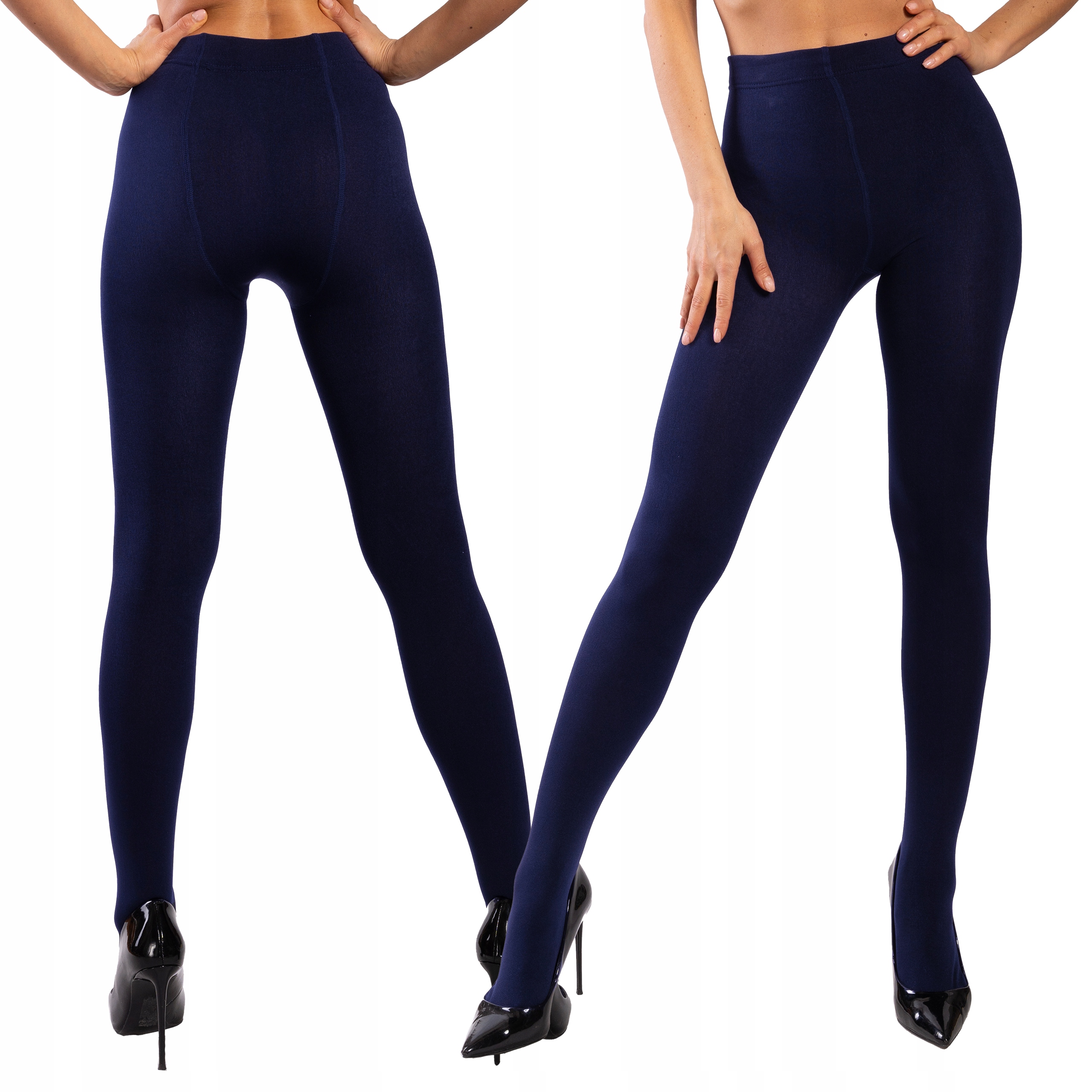 Tmavě Modré Punčocháče 330 Den s kašmírem, Zateplené fleecem