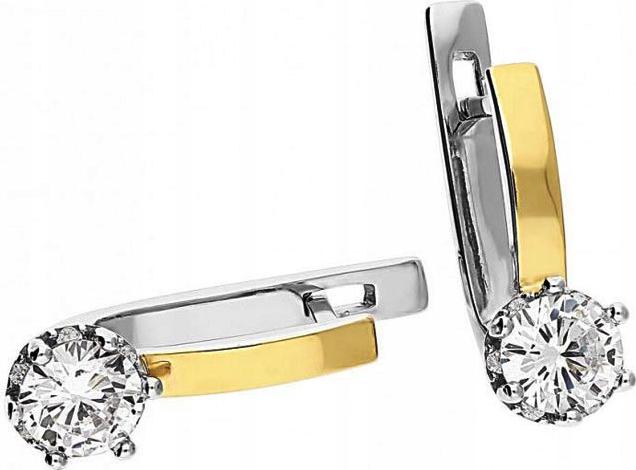 Stříbrné pozlacené náušnice 925 Elegantní Bílé Zirkony dámské na eleganci