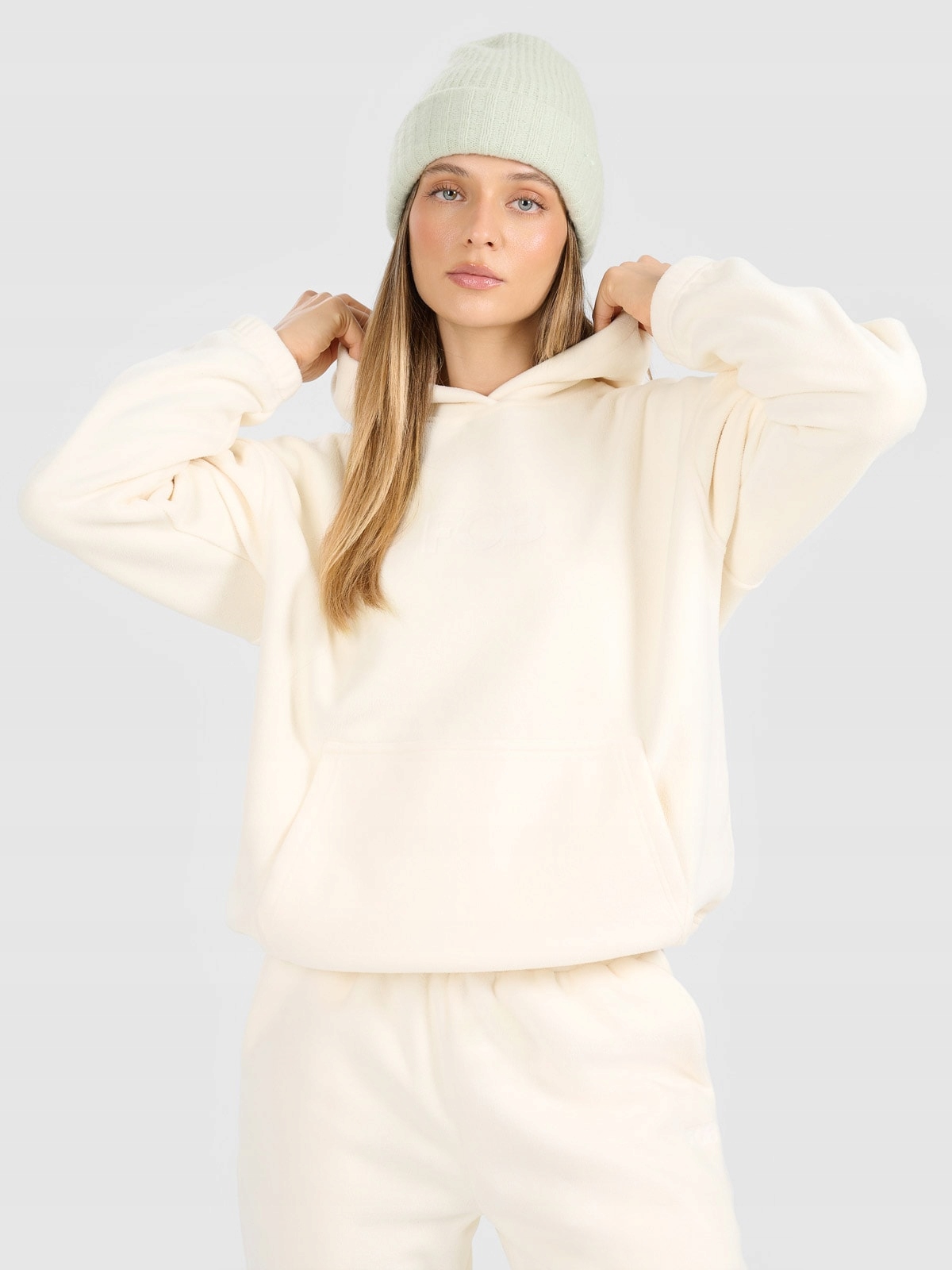 Dámská volná fleecová 4F s kapucí bílá XXL