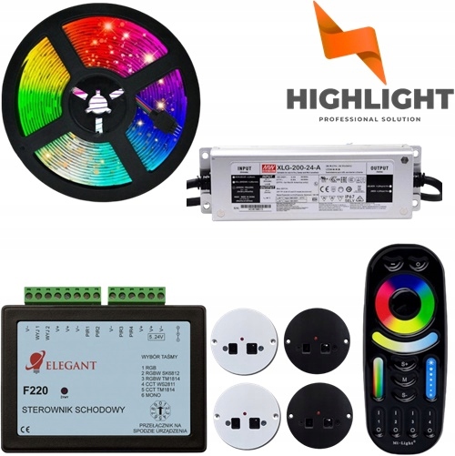 10 m Schodiskový set F220 Polposchodie Kaskáda Led digitálna páska Rgb 50/50