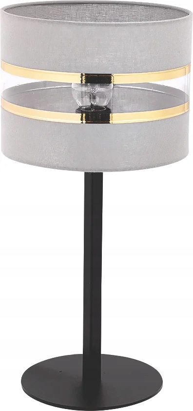 Dekoratívna stolová lampa čierna so šedo-zlatým tienidlom 20 cm Sigma