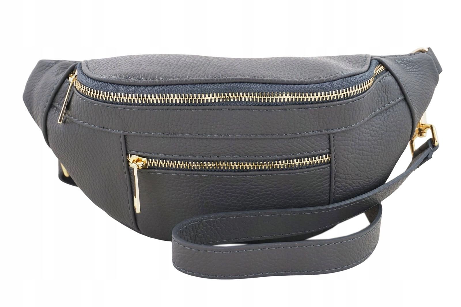 Dámská kožená ledvinka s kapsou šedá tmavá