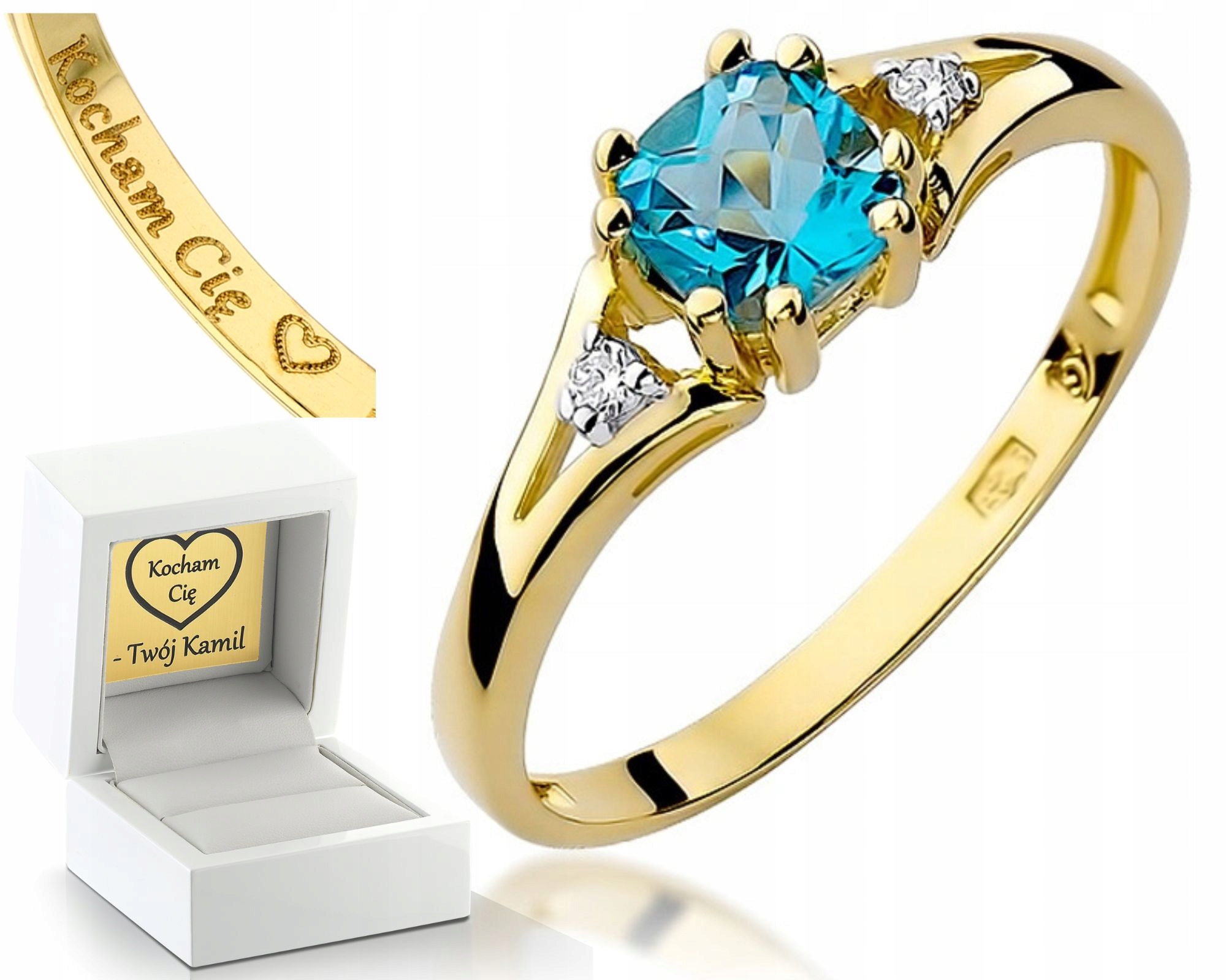 Prstýnek S Topazem A Diamanty, Certifikát 585