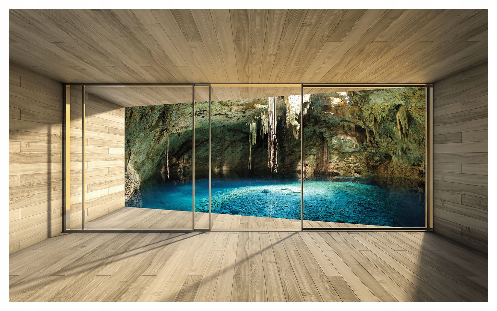 Fototapeta Jaskyňa s jazerom tyrkysová vinylová 368x254 relax grot oáza lepidlo