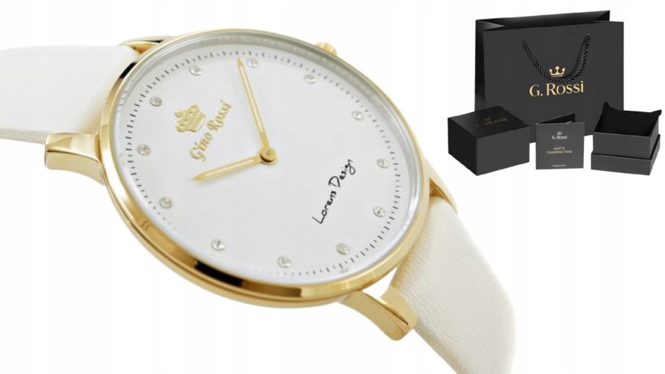 

Zegarek Damski Gino Rossi Skórzany Cyrkonie + Box