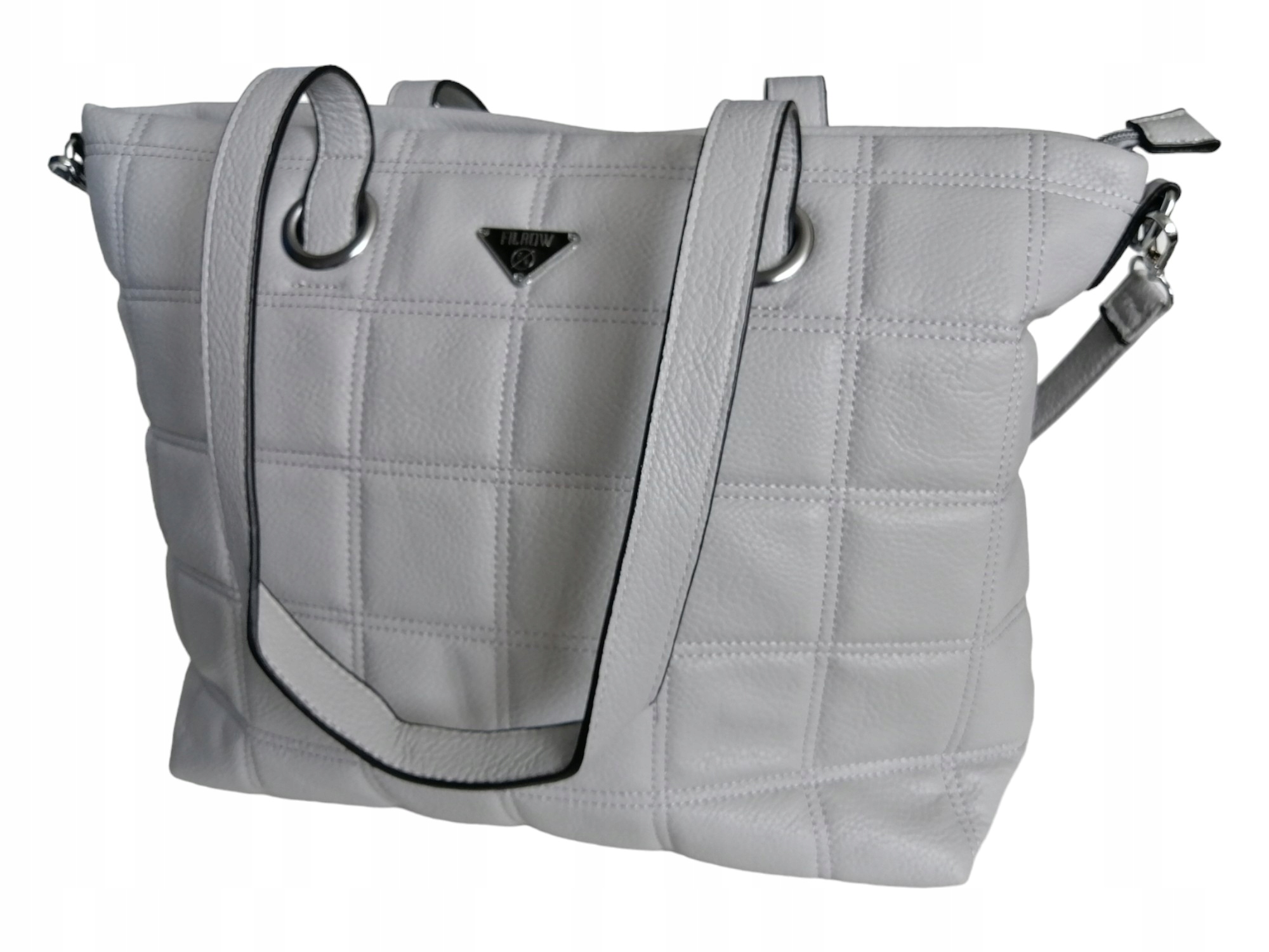 PIKOWANA TORBA DAMSKA SHOPPERKA - SZARA PRAKTYCZNA TOREBKA DAMSKA NA RAMIĘ Marka inna