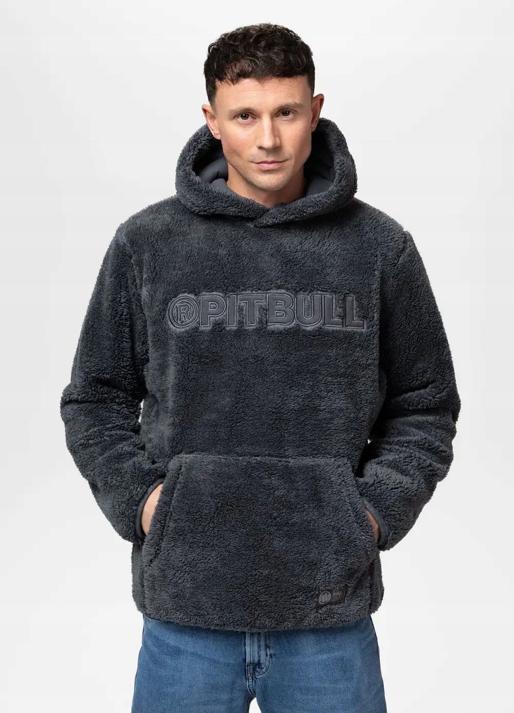 Pánská mikina s kapucí Aragon Pit Bull Grafitová, Teplá L