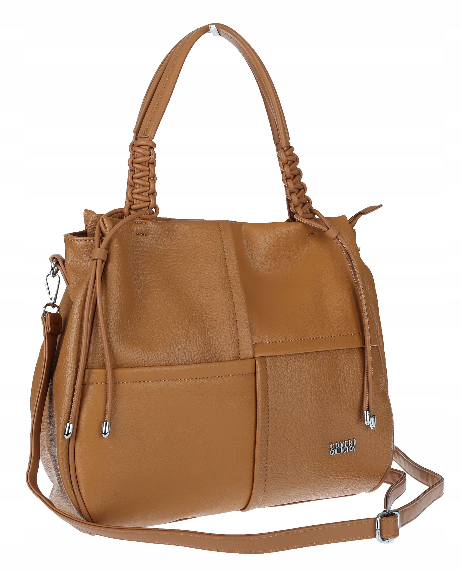 Torebka Damska shopper worek włoska marka coveri collection CC6682 brązowa