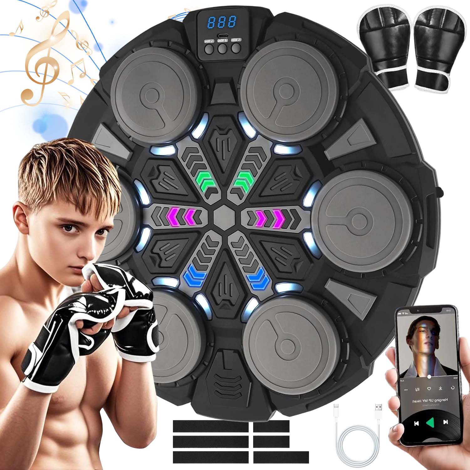 Tréninková Boxerská Deska Music Box Machine Bluetooth Pro Děti Rukavice