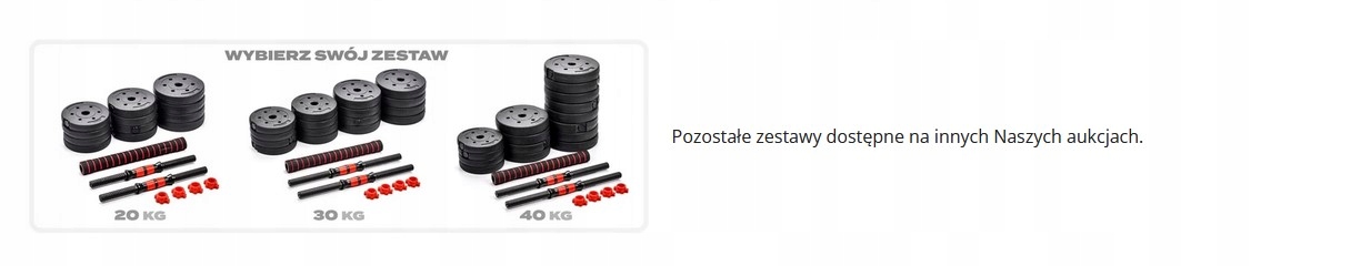 Hantle bitumczne zestaw 2x20kg regulowane sztanga Długość całkowita 47 cm