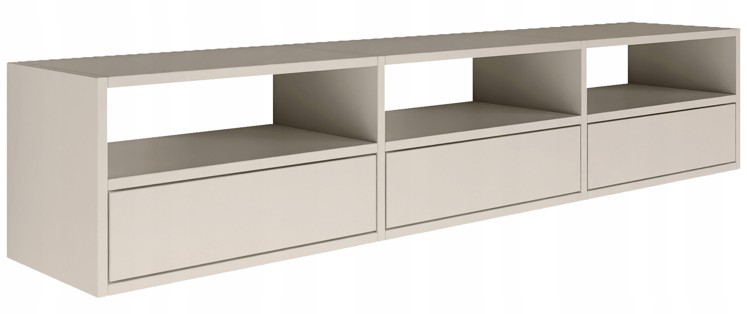 Závěsná Rtv skříňka Framme se třemi klapkami a výklenky, 150 cm, kašmír