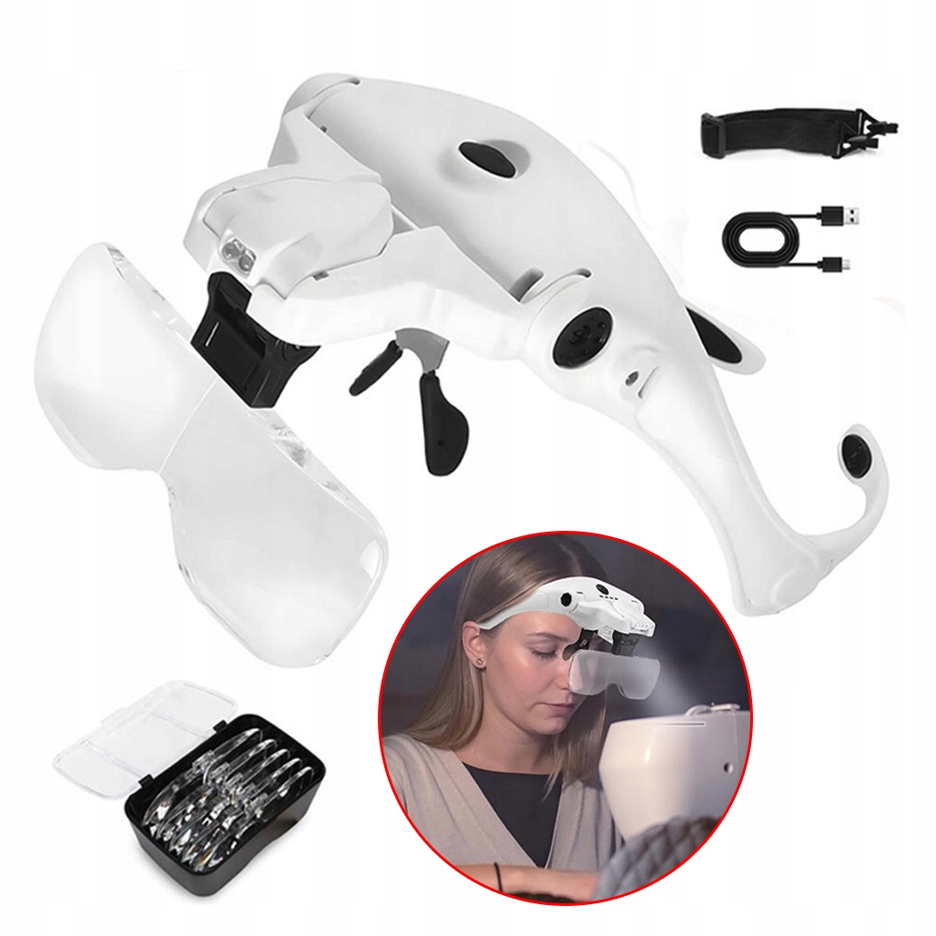 Přesné Brýle Brýlová Lupa S Výkonnou Led Sadou 5 Čoček Pro