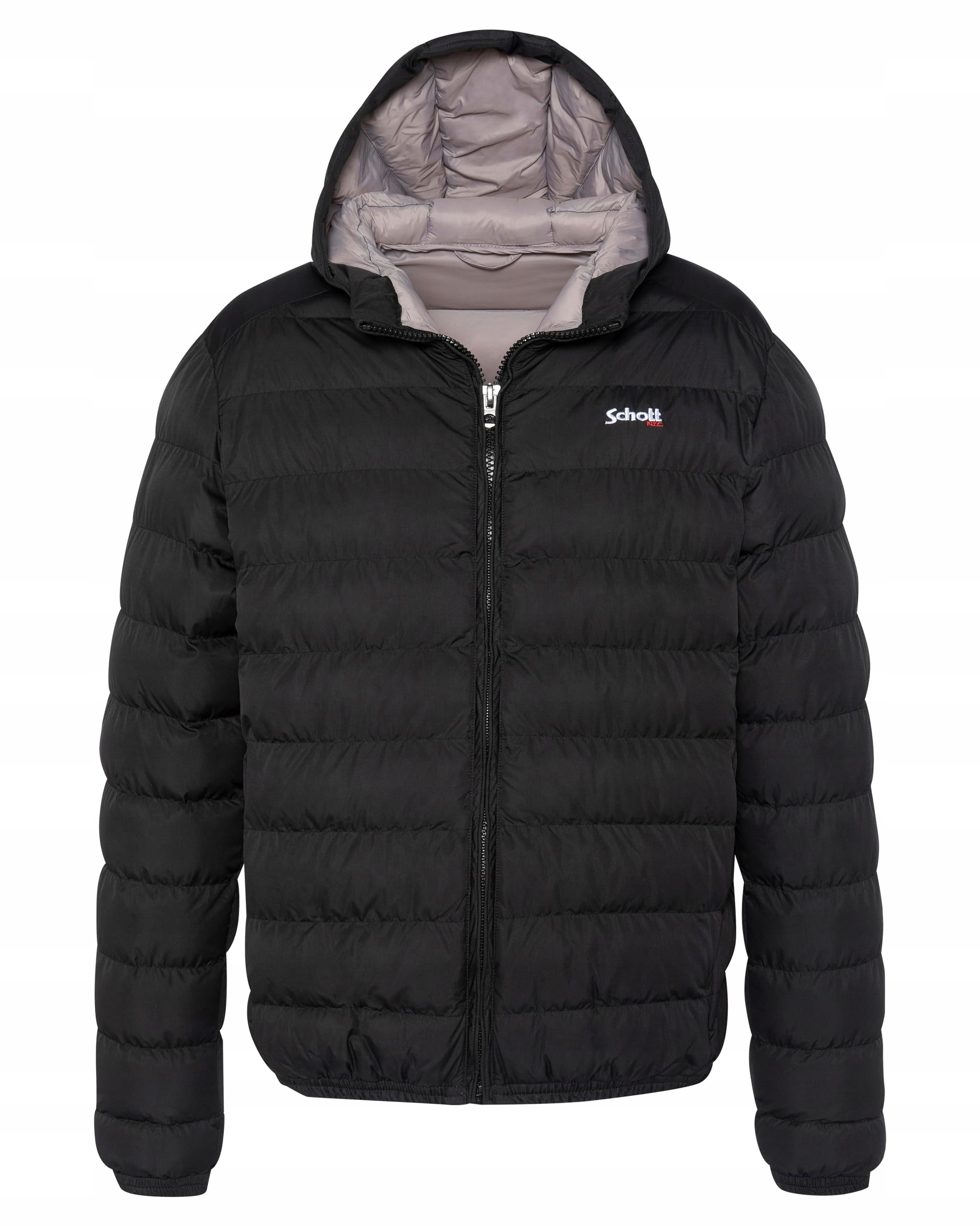 Schott Prošívaná Černá Pánská Zimní Bunda S Kapucí S 6EA