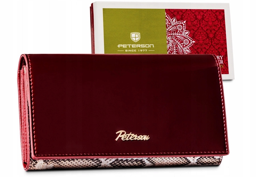 Dámská kožená peněženka červená Rfid s velkým zapínáním Peterson Ptn BS-411 Sn