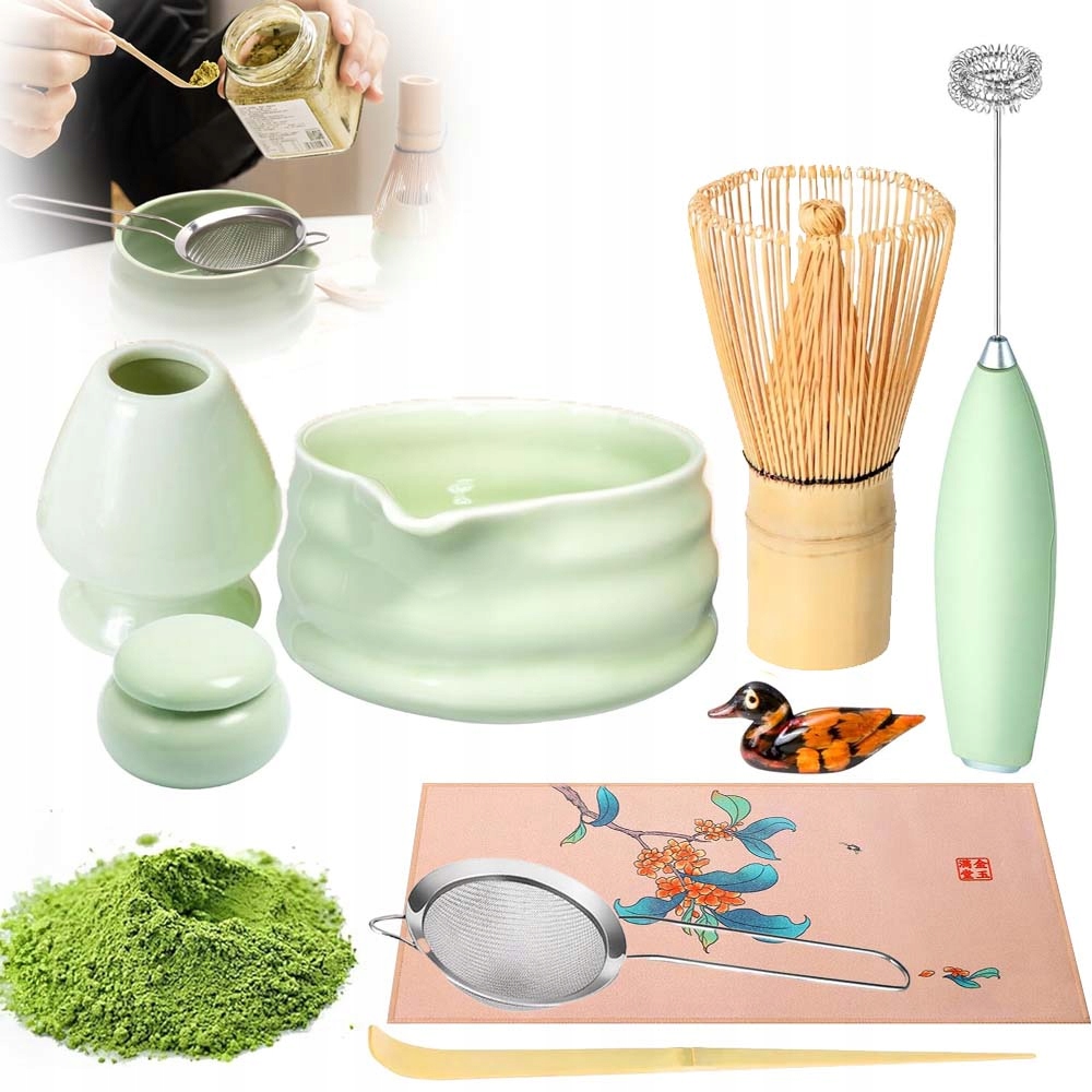 Levně Bambusová Metla Na Matchu Sada Chasen Lžíce Chashaku Stojan 9V1