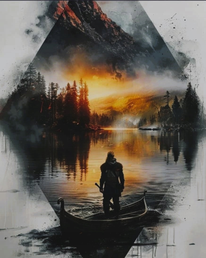 Diamantová výšivka Zaklínač Witcher Krajina Geralt Hory Les Velký 80x100cm