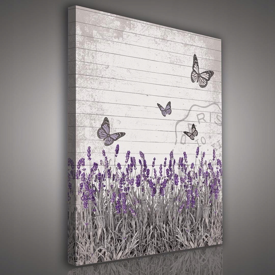 Obraz 75x100 Levandule motýli pole příroda léto klid Provence pastel