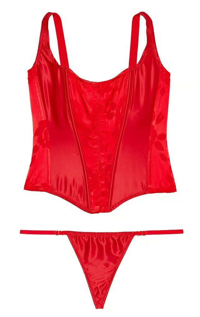 Komplet korzetů a tanga Victoria's Secret červený Sdd (70E, 75E)