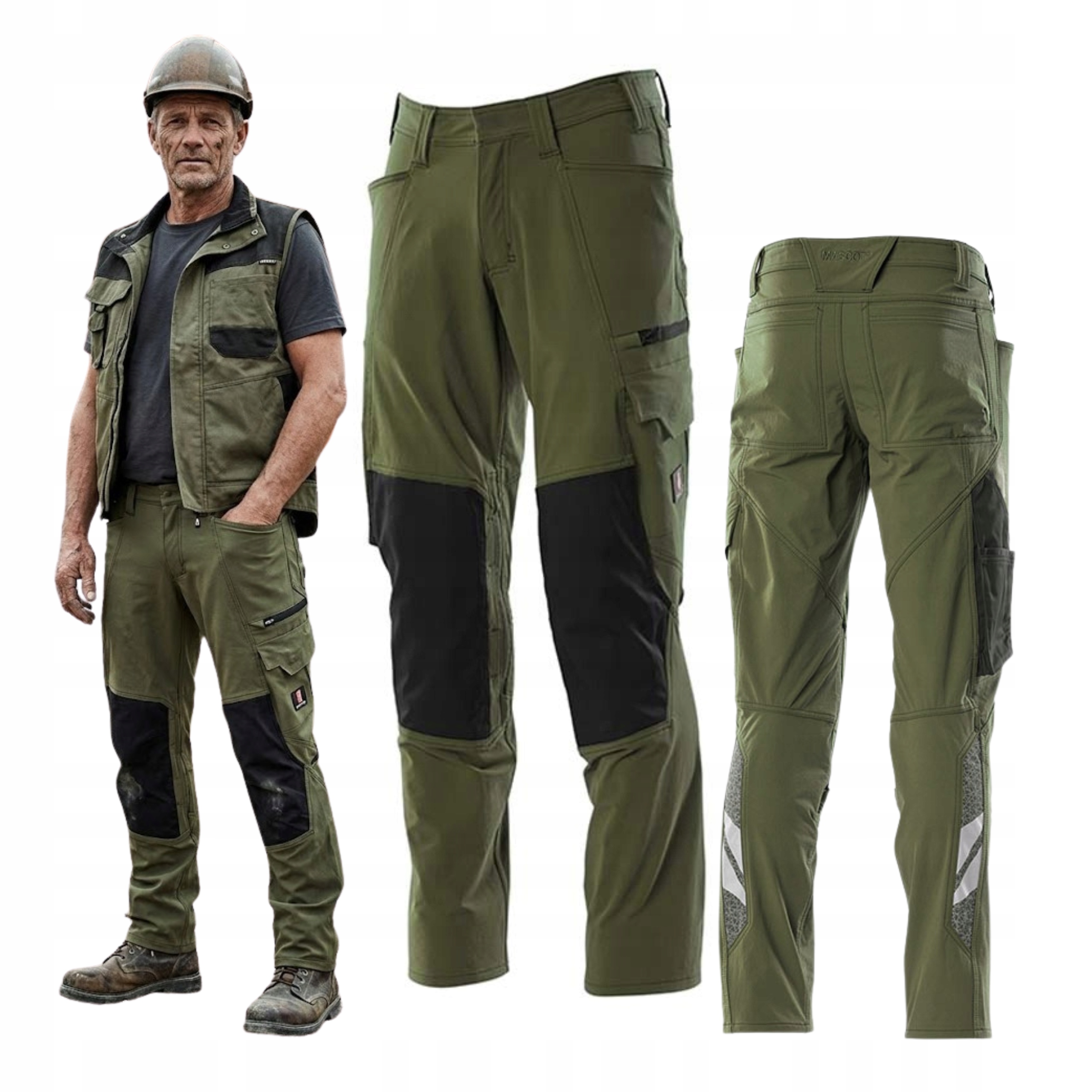 Spodnie Robocze Mascot Z8079 Stretch Wodoodporne Oliwkowe Męskie 52