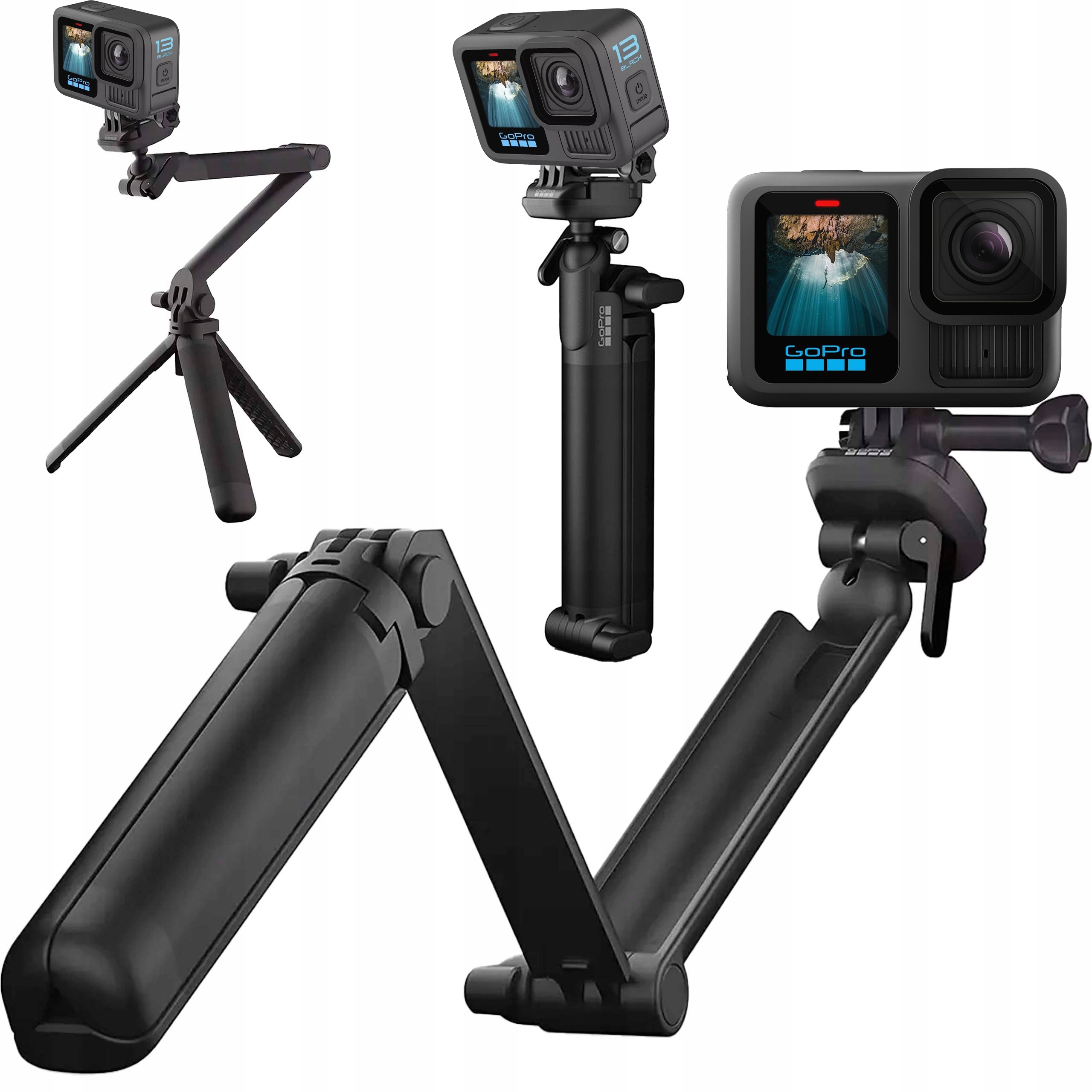 Statív 3v1 Uchytka výložníka 3-Way Grip 2.0 pre GoPro 13 12 11 Hero 2024