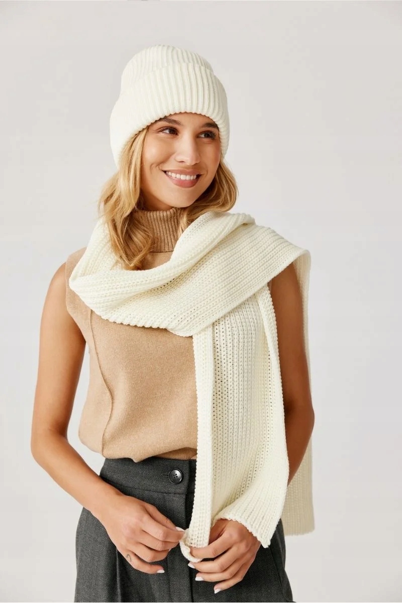 Dámská šála Ander 100% merino vlna zimní šála Coco Off White 25x170 cm