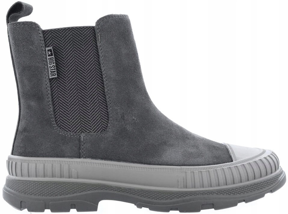BOTKI BIG STAR SKÓRA NATURALNA ZAMSZ GREY R36