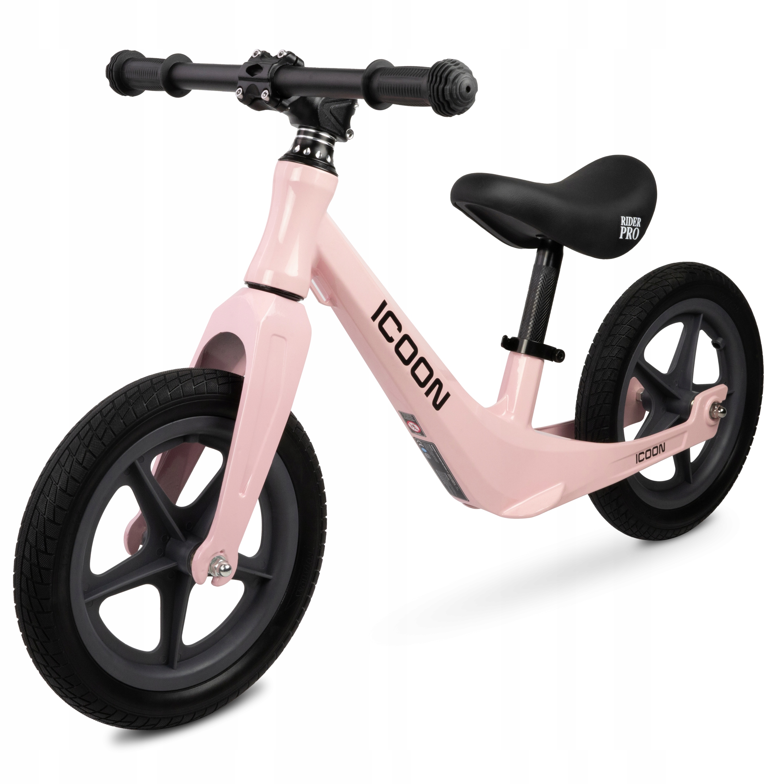 Icoon Rowerek biegowy magnez 12” lekki 3,1kg koła Pu dla dzieci 2+ róż