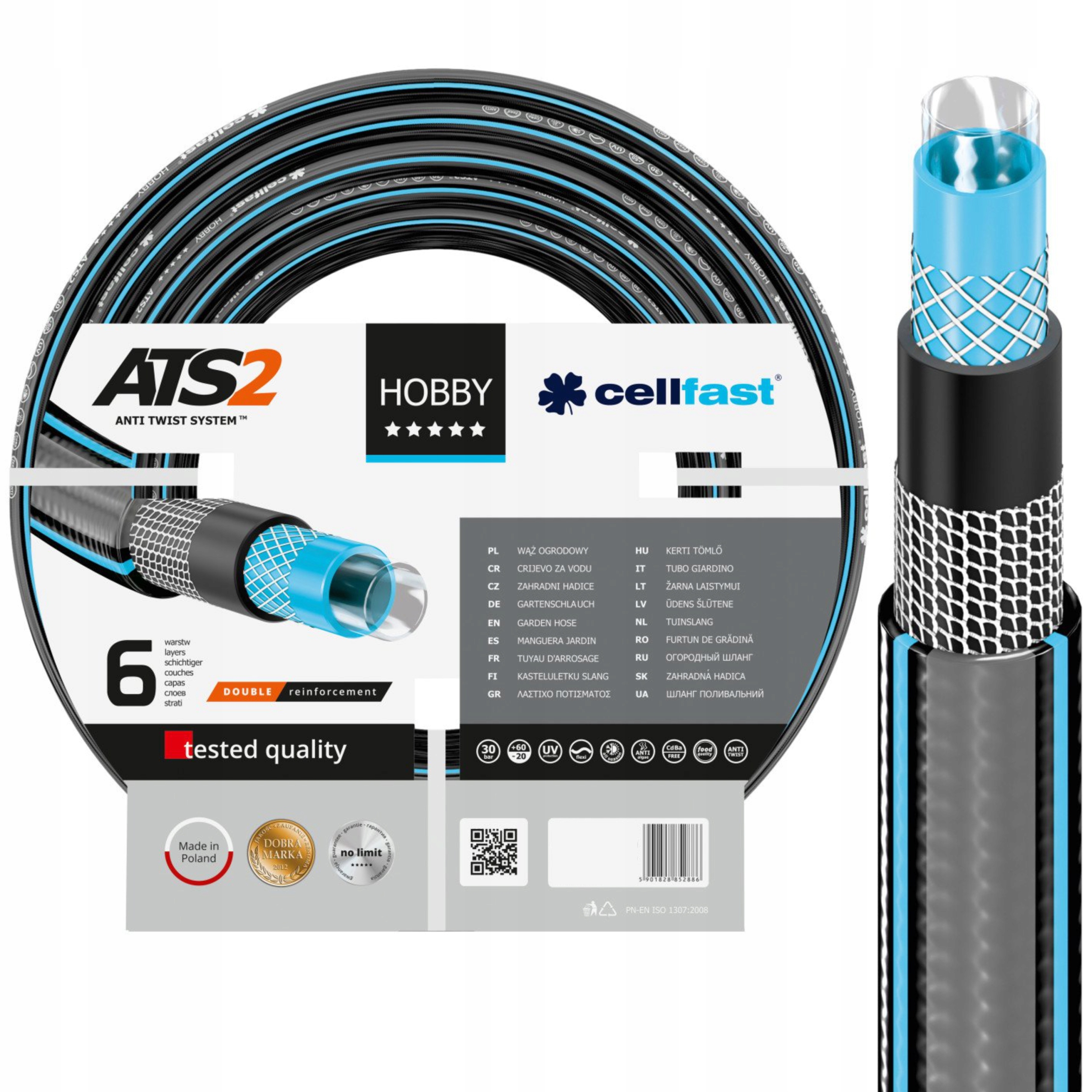 Cellfast 6-VRSTVÁ Zahradní Hadice Nekroucená 30 Bar 3/4'''' 20 M Polský