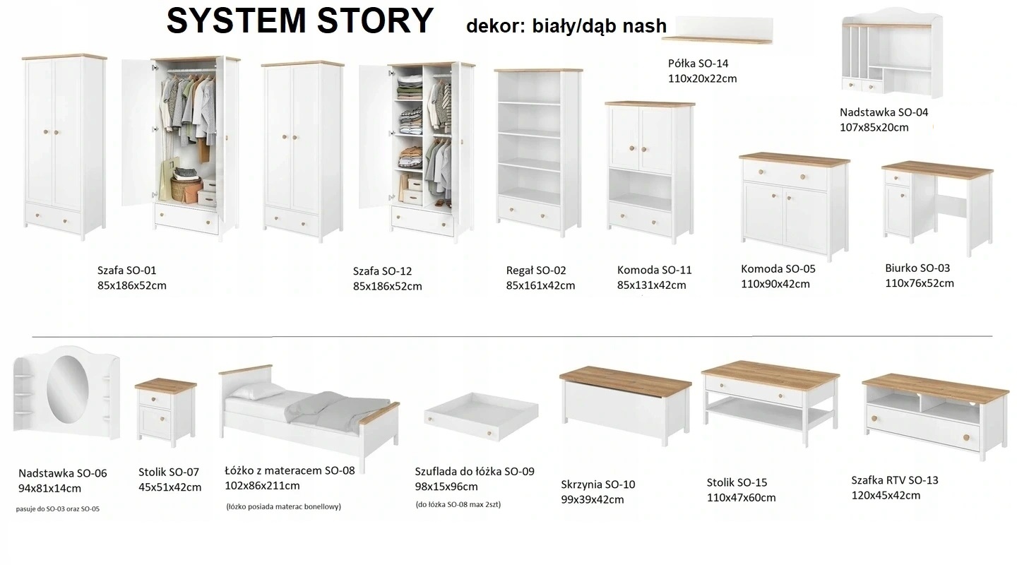 24H Meble dziewczynki STORY SO-07 st nocny białe Marka Lenart
