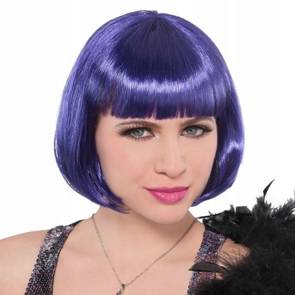 

Peruka Fryzura Bob Z Grzywką Fioletowa Glamour