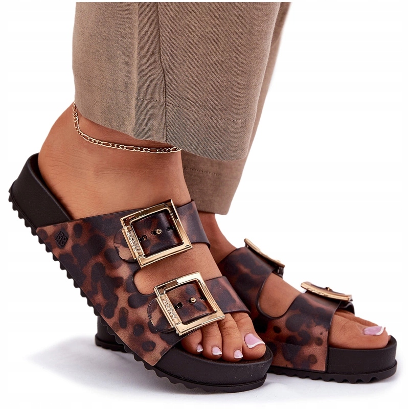 Nazouváky S Přezkami Platforma Panterka Zaxy RR285056 Hnědé 35/36