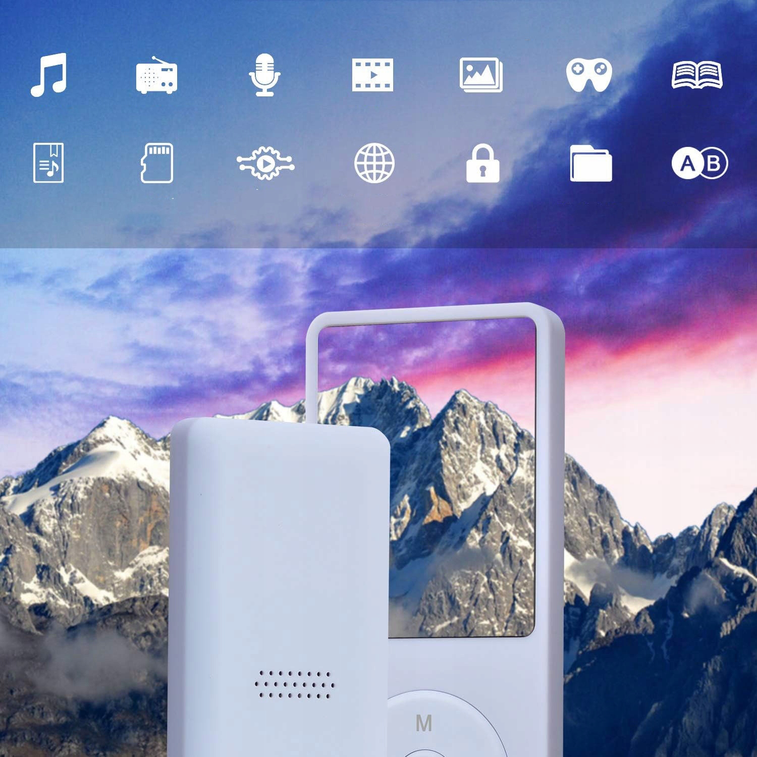 BIAŁY ODTWARZACZ MUZYCZNY, PRZENOŚNY ODTWARZACZ MP3 16 GB BLUETOOTH 5.0 Model Odtwarzacz Muzyki