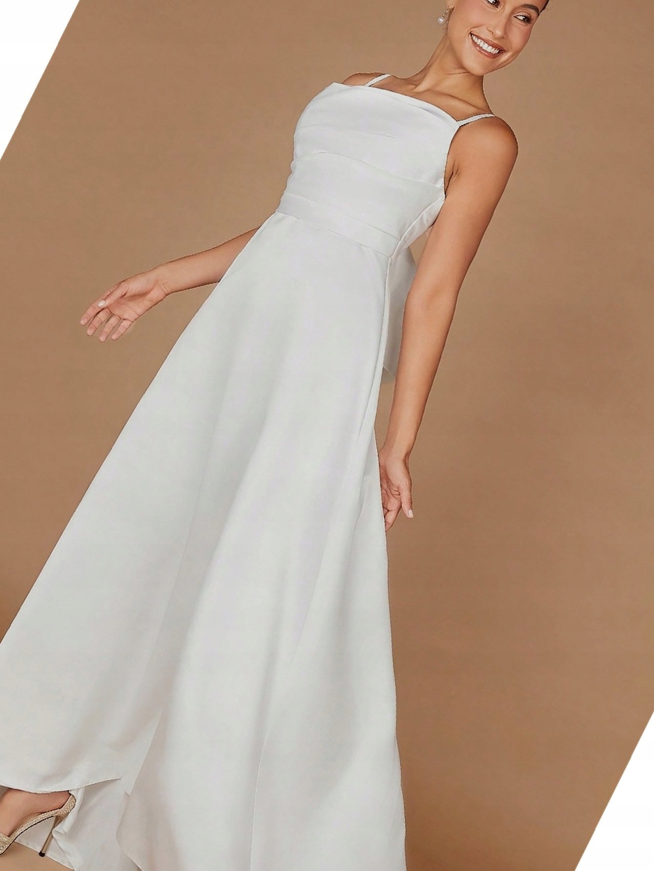 Svatební šaty s mašličkou na ramínkách, rozevřené, velikost L 40