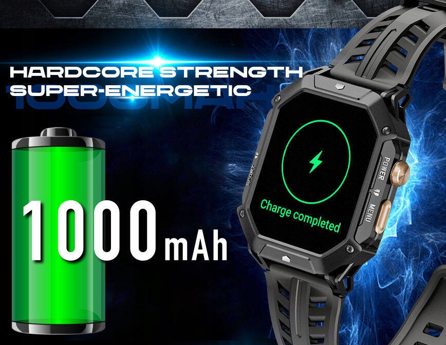 FEKETE OKOSÓRA RUBICON RNCF24 BESZÉLGETÉS PULZUS AKKUMULÁTOR 1000 mAh Akkumulátor kapacitása 1000 mAh