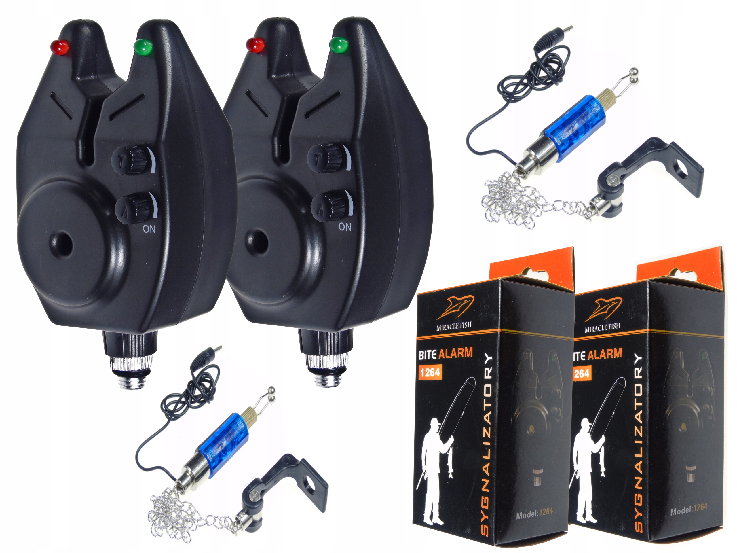 Rybářský set 2x signalizátor záběru Černý 2x Hanger Grunt Kapr Nocka