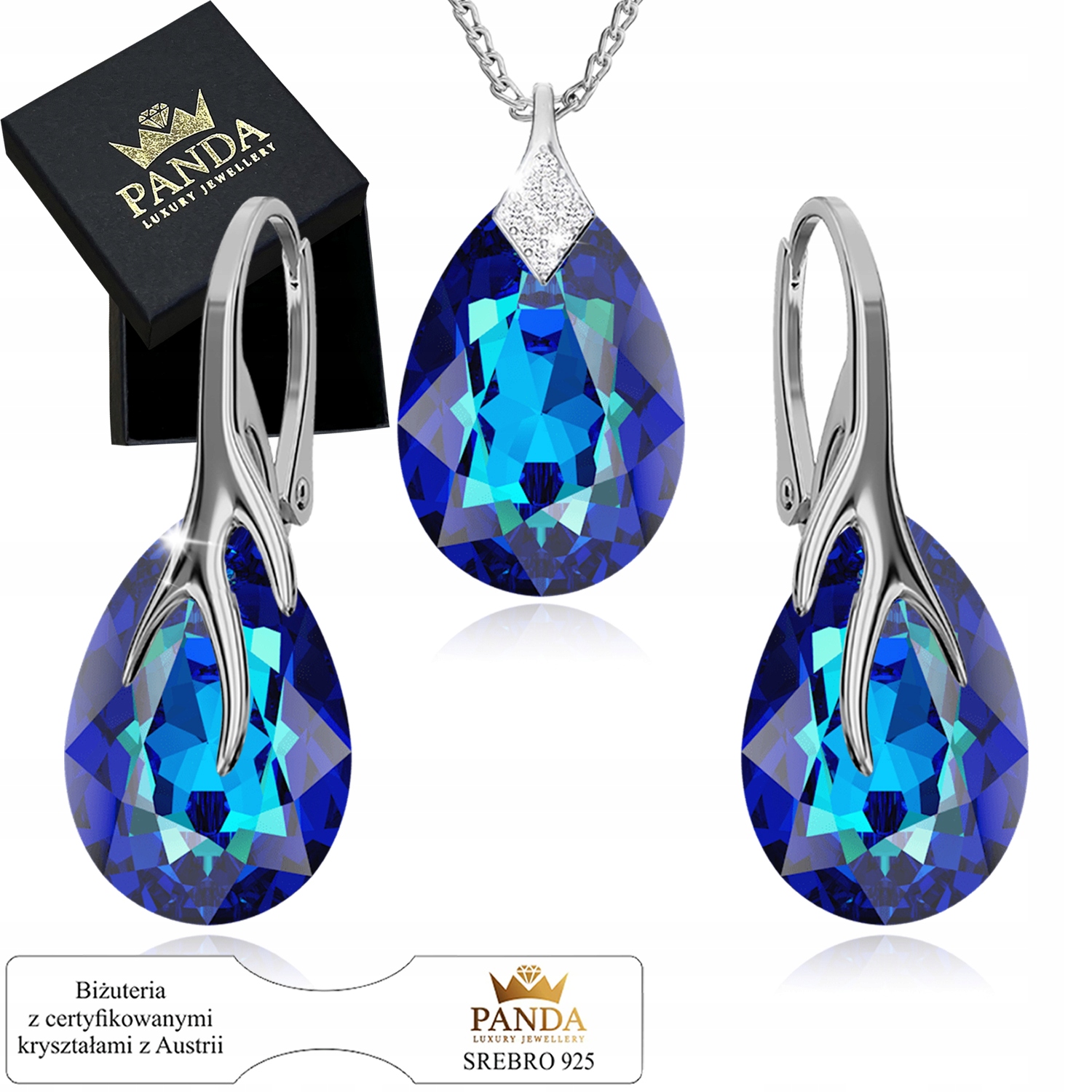 Sada stříbrných šperků Kapky Krystaly Sada Dárek Valentýna 925