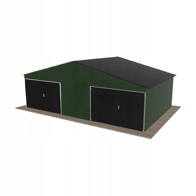 Plechová garáž 8x5 m, dvoupolohová, dvoupolohová, zelená