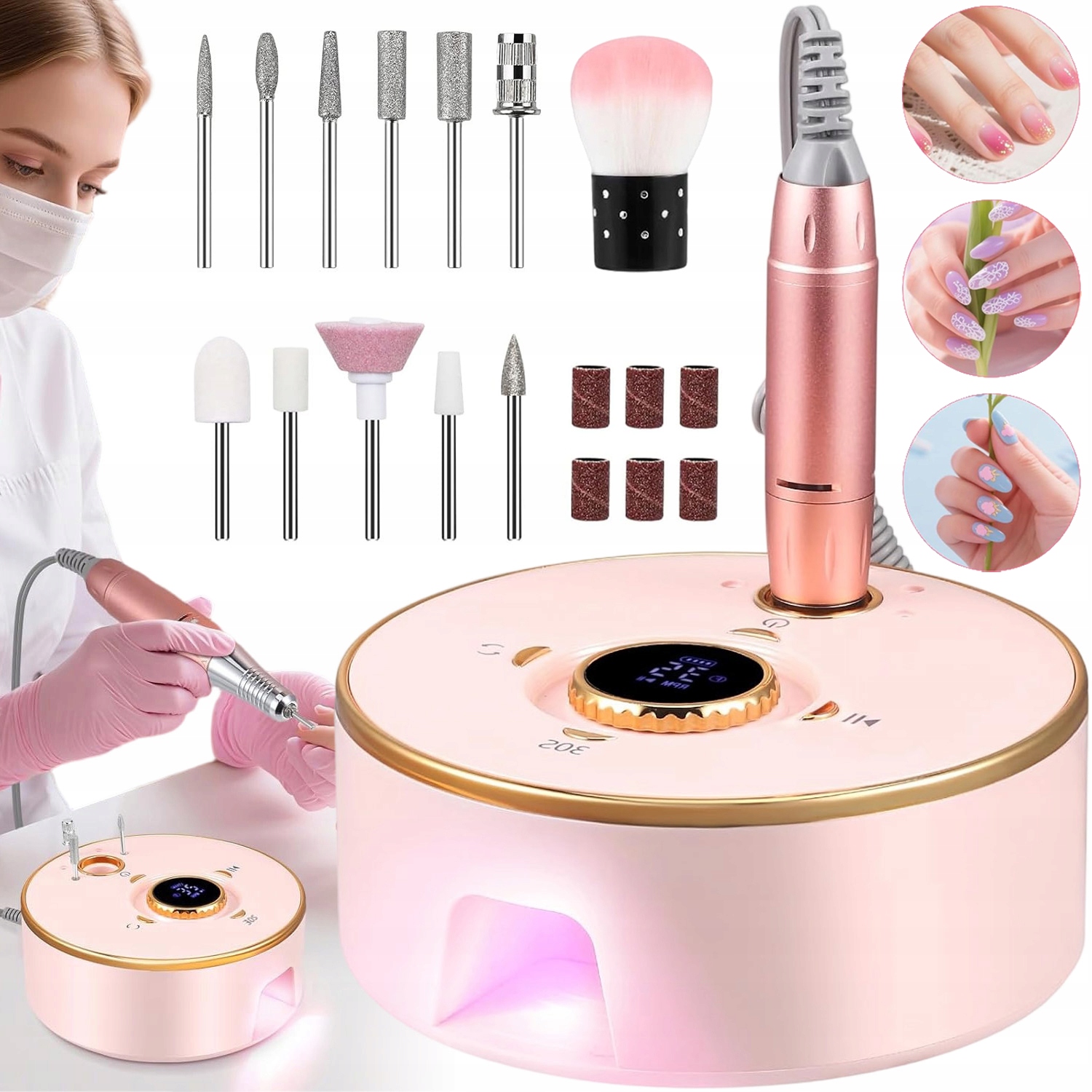 Bruska Na Nehty Univerzální Manikúra Pedikúra Vyměnitelné Frézy Sada