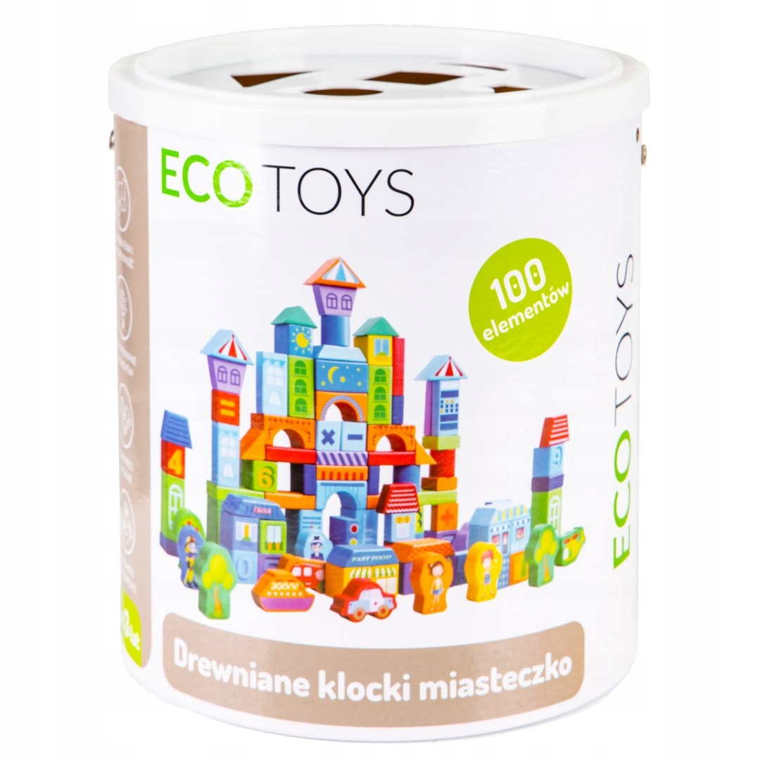 

Drewniane klocki edukacyjne miasto 100 szt. sorter