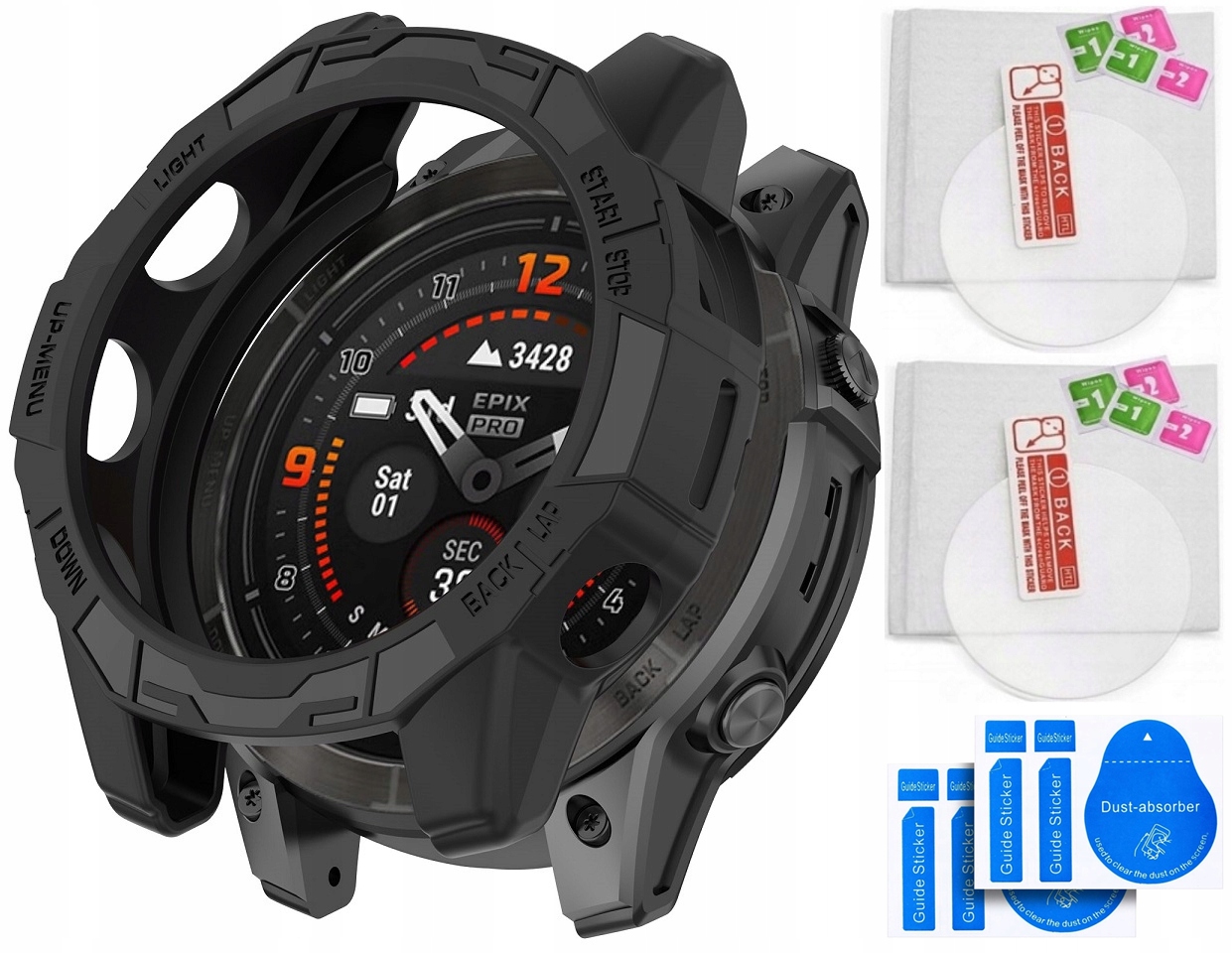 2× Szkło Hartowane Ochronne + Etui do Garmin Fenix 7 / Pro / Solar 47mm