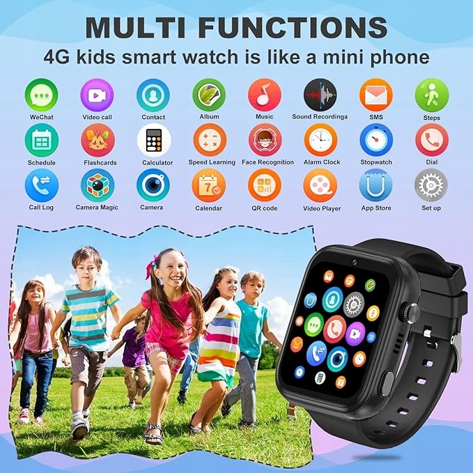 OKYUK Smartwatch 4G dla dzieci, tracker GPS, wiele stylów pulpitu do wyboru Model inny