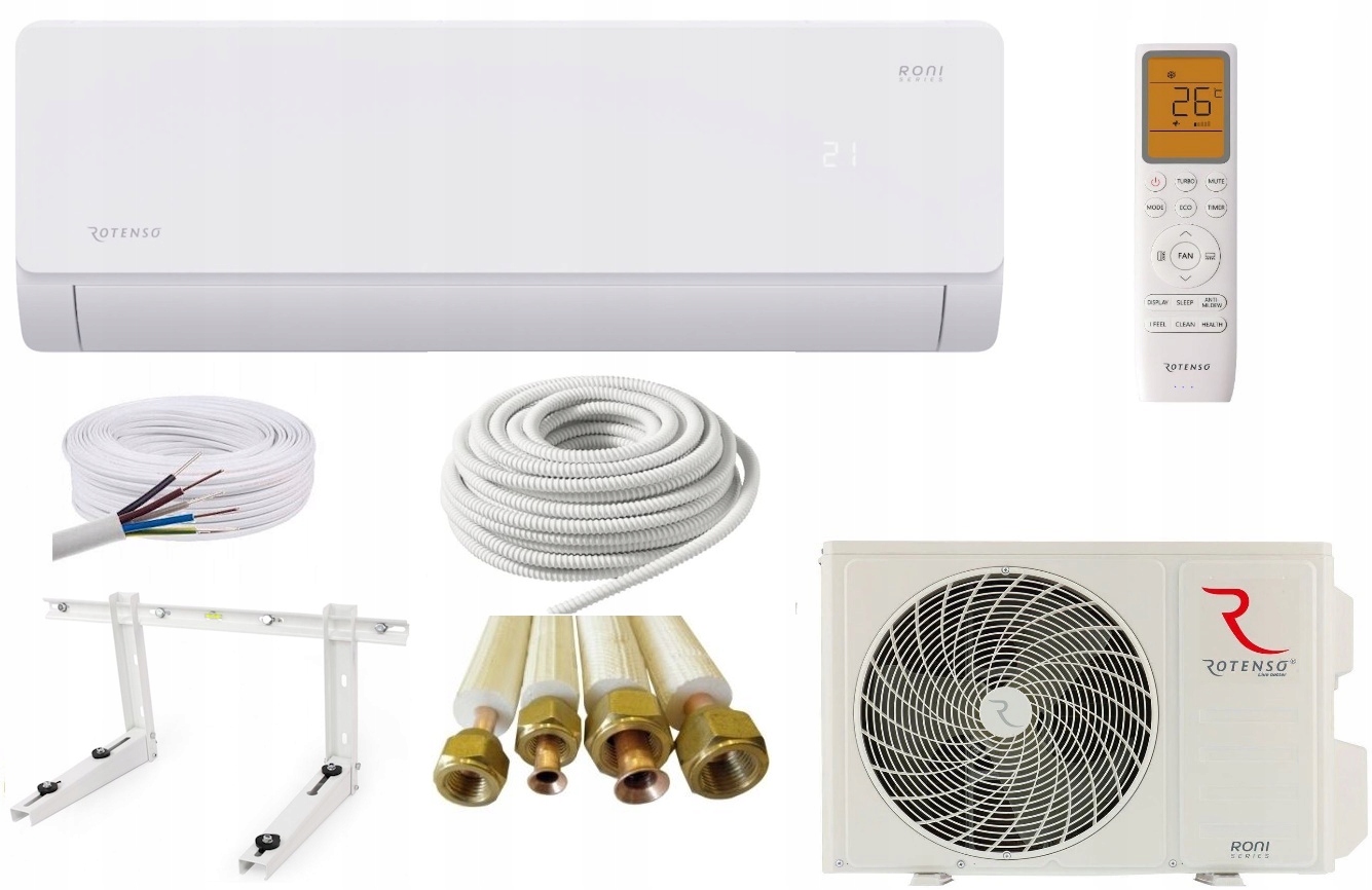 Klimatyzacja Klimatyzator Rotenso Roni 3,4kw R18 Samodzielny Zestaw 3m