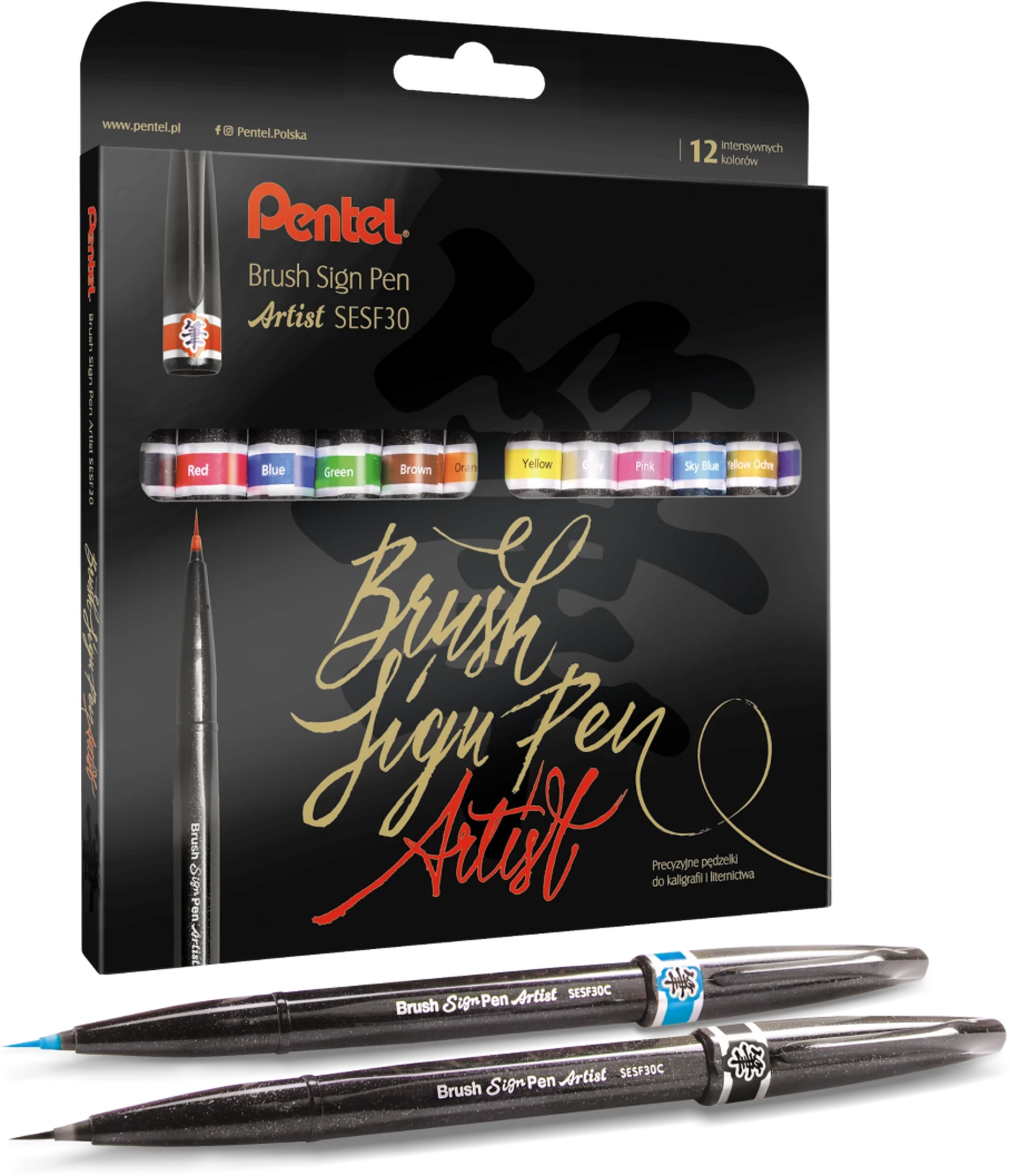 Sada pro písemnictví Brush Sign Pen Artist 12 barev Profesionální Pentel
